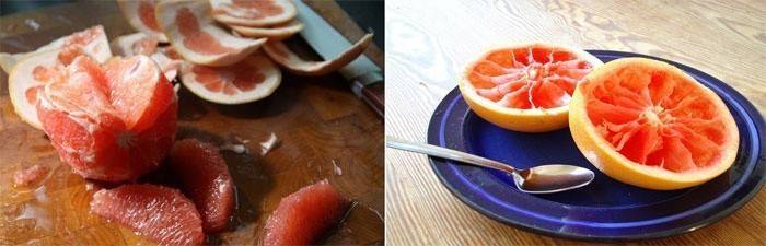 Очищаем грейпфрут от кожуры